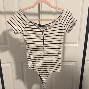 Forever 21 Off-Shoulder Striped Bodysuit